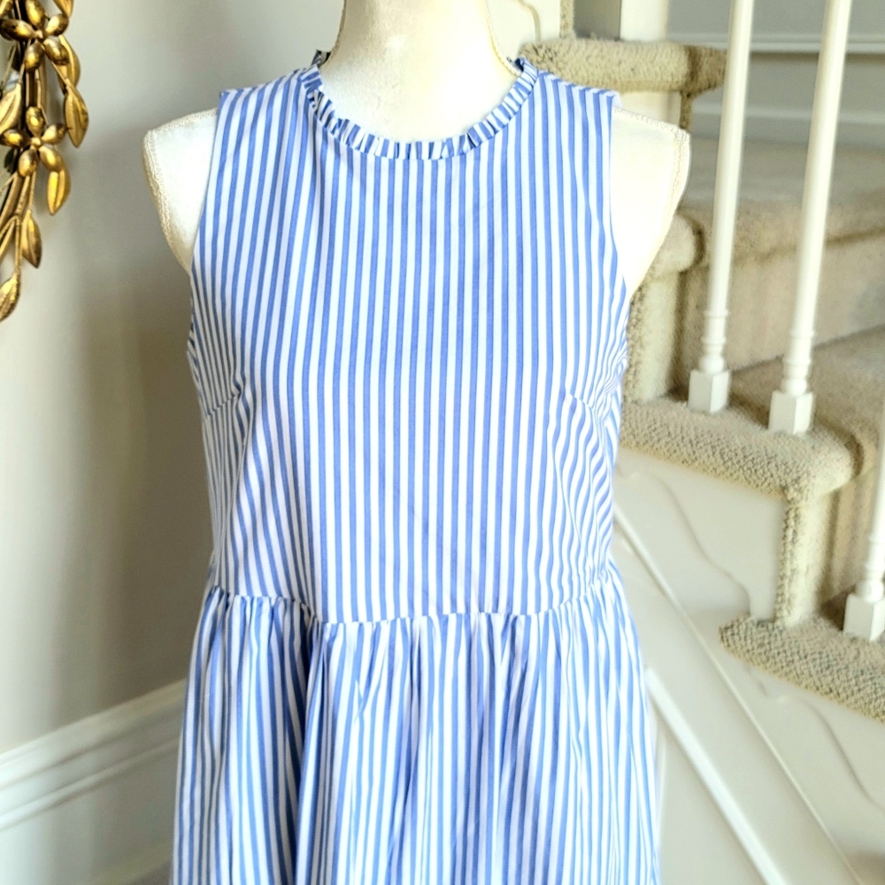 🆕️ J Crew Sleeveless dress cotton poplin blue - Picture 2 of 4